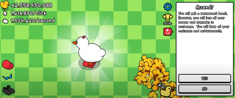Duck Duck Clicker 3D player clicking cute ducks for Ducket$, quick ascend guide